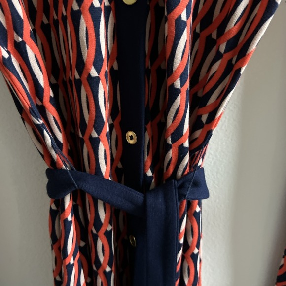 Boden Jersey Midi Tea Dress Women's Size 6 Red Blue Geometric Print - Picture 5 of 10